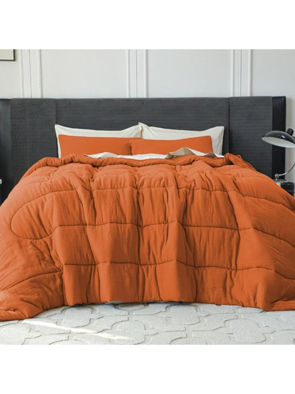Soft Lightweight 100% Cotton Muslin Comforter Set King, 3PC All Seasons Bedding